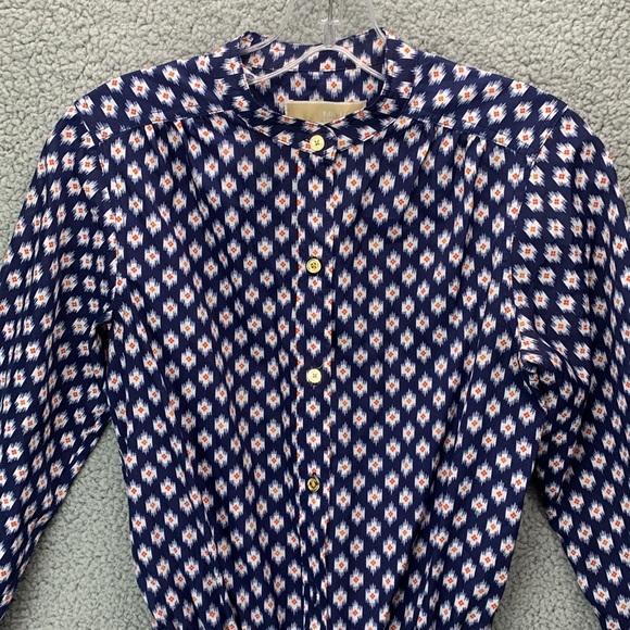 Michael Kors Romper Women’s Size XS Blue Long Sleeve Printed Shorts One Piece - Picture 2 of 12